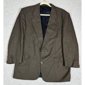 Ferrini Blazer Mens 44R Brown Wool Houndstooth Sport Coat Jacket 2 Button
